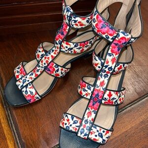 J. Crew Multicolor Floral leather Sandals